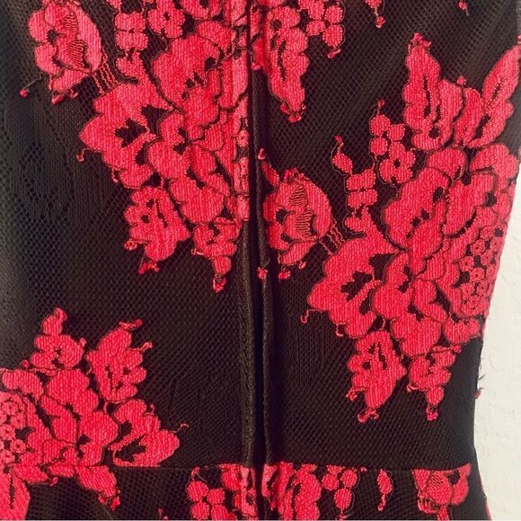 City Studio Black & Red Lace Floral Fit & Flare Dress Size Small - Picture 11 of 15